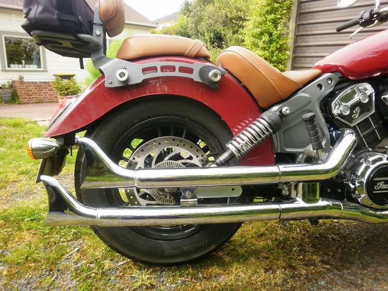Indian Scout motorcycle with fishtails