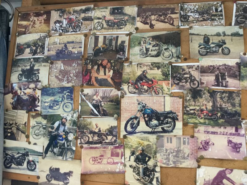 motorcycle garage photo board