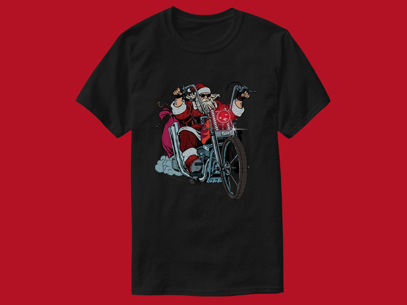 Christmas motorcycle tshirt